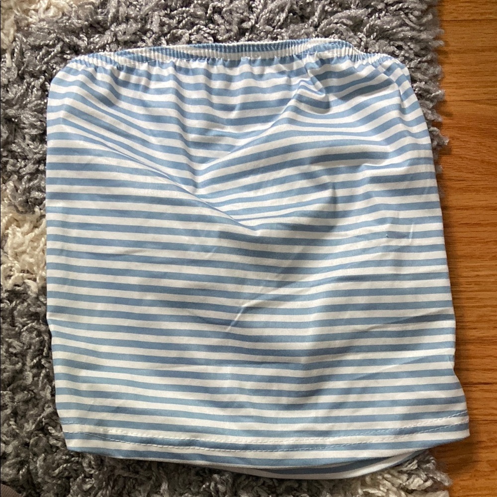 Blue and White Striped Tube Top